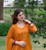 MIRROR FRONT CUT EMBROIDERY CHIFFON MAXI
