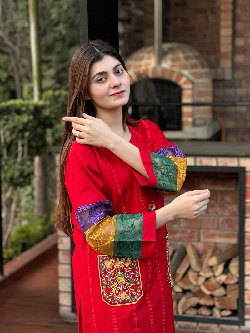 Double Pocket Self Embroidery 2PC