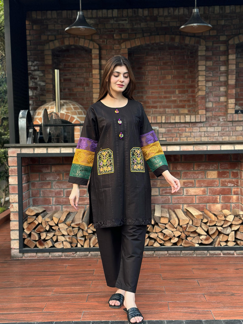Double Pocket Self Embroidery 2PC