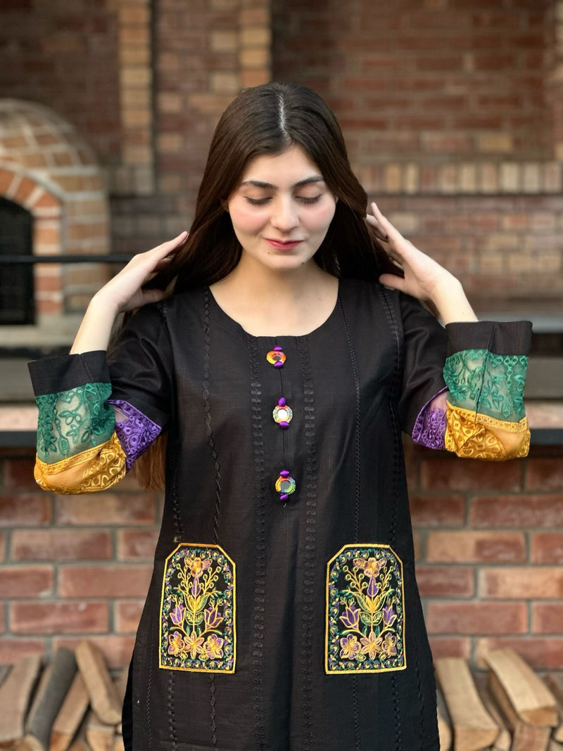 Double Pocket Self Embroidery 2PC