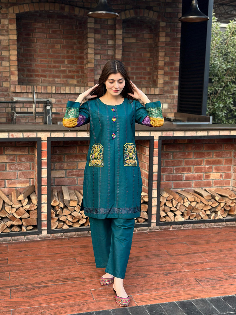 Double Pocket Self Embroidery 2PC